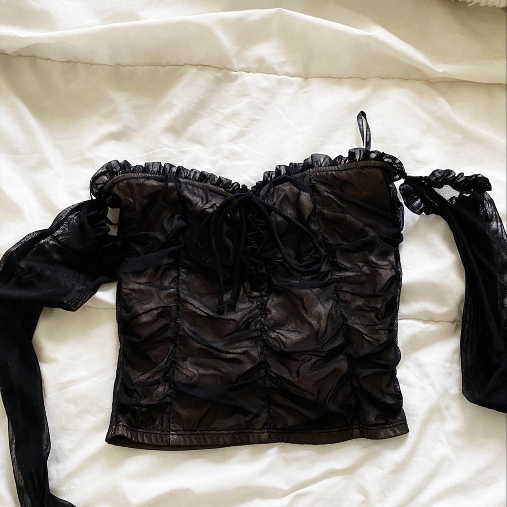 Off the shoulder mesh top